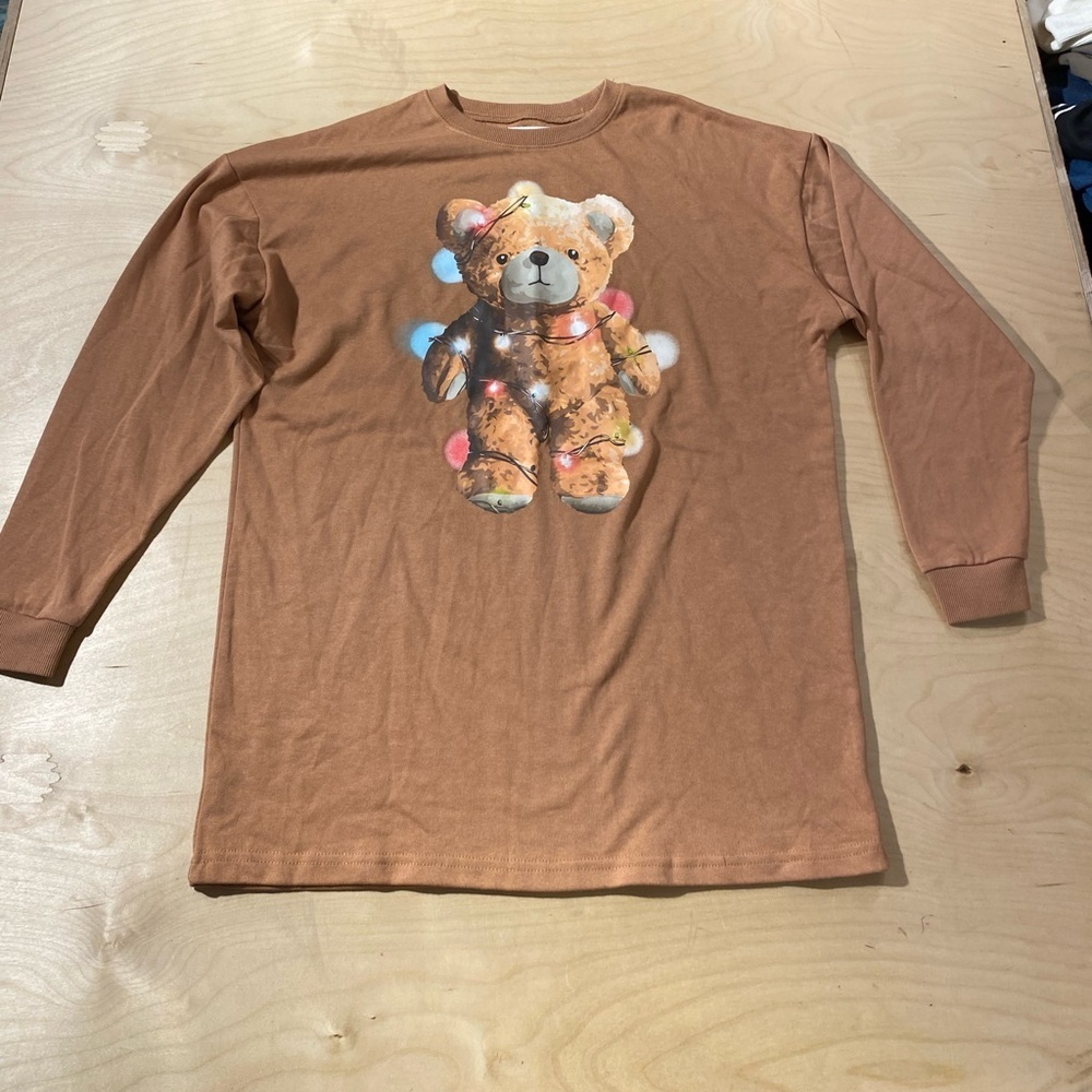 Grayson Threads Brown Teddy Bear Long Sleeve Tee Small (NG)
